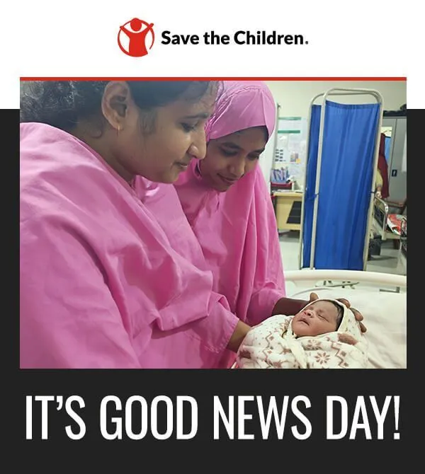 Caregiver with a newborn supported by a Save the Children program in a hospital