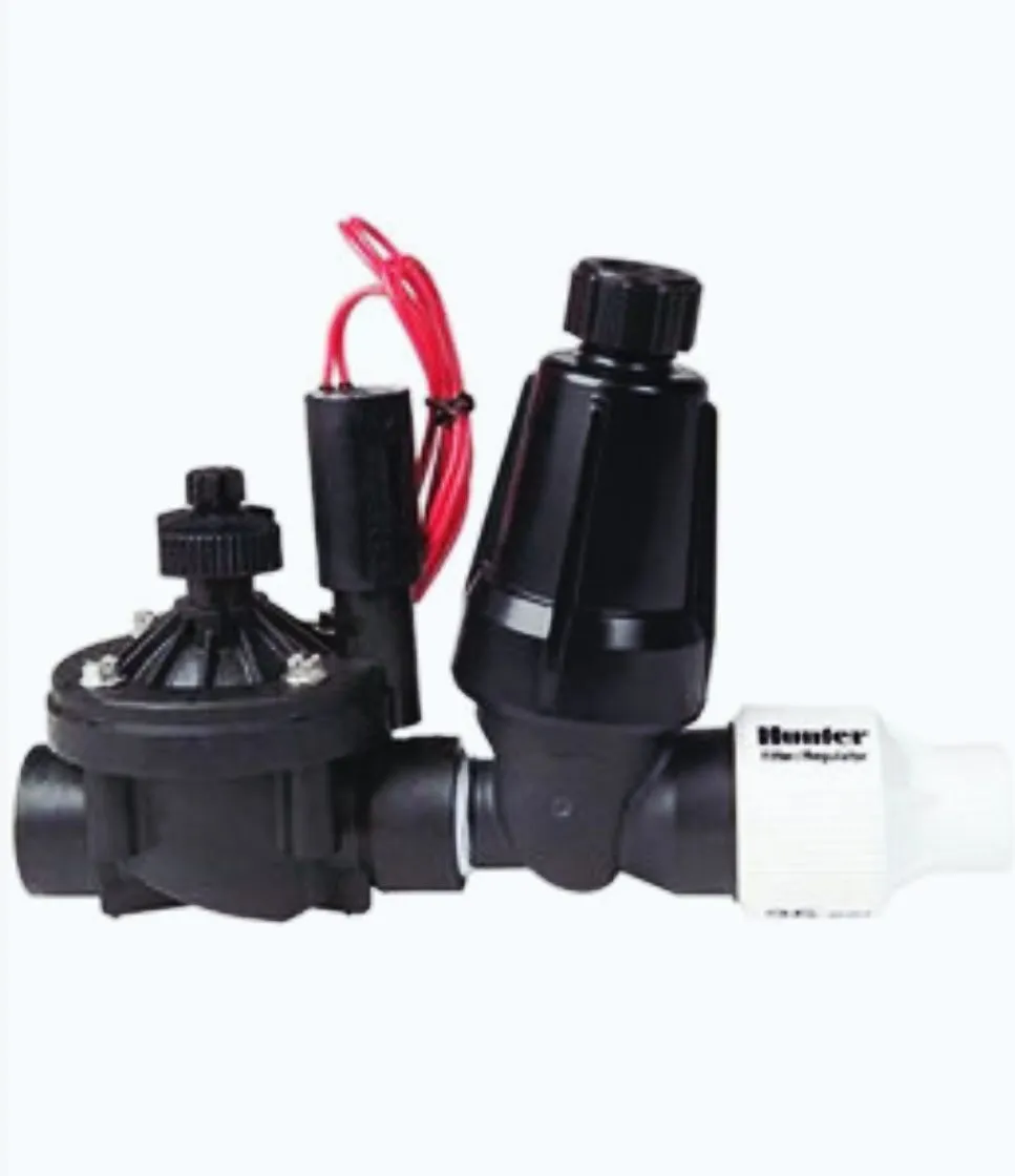 Hunter ICZ Drip Control Zone Kit with valve, filter, and pressure regulator